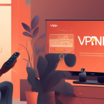 Create a detailed and informative image of a person setting up a VPN on an Amazon Firestick in their living room. Include a TV displaying a step-by-step guide interface, a Firestick remote in hand, and a laptop beside them displaying VPN setup instructions. The background should also include comfortable furniture and home decor to emphasize a cozy, tech-friendly environment.