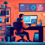 Create a detailed illustration of a person sitting at a desk with a computer, reviewing various VPN options on the screen. The scene includes icons representing security, privacy, speed, and various global server locations around the desk. The background is a cozy home office setting, with shelves of books labeled 'Internet Security' and 'Privacy'. The atmosphere feels focused and informed, highlighting the importance of choosing the right VPN for PC.