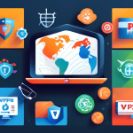 Create an image of a modern computer desktop with various icons for top free VPN services of 2023. Display logos of popular VPN brands, a shield symbol with a checkmark, and a globe to signify global internet security. Include a banner or text header that reads 'Best Free VPN Services 2023.'