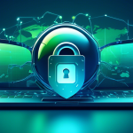 Create an image of a digital landscape representing secure internet browsing, featuring elements like a shield and padlock enveloping a globe. Highlight the logo of Nord VPN subtly integrated into the scene, symbolizing privacy and protection. Use a color palette that conveys trust and safety, such as blues and greens.